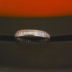 Elegant Sterling Silver Eternety Baguette Stones Band Ring